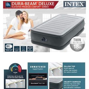 Intex Comfort Plush Elevated Dura-Beam Airbed with Internal Elec Pump 18", Twin